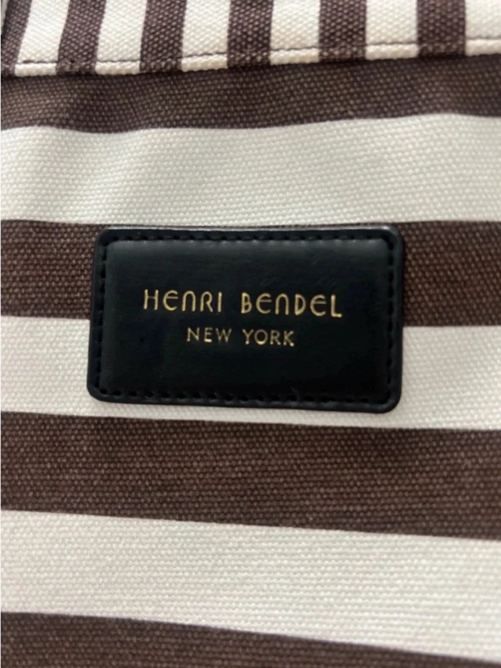Henri Bendel brown  & White Striped Tote Bag - Picture 4 of 7